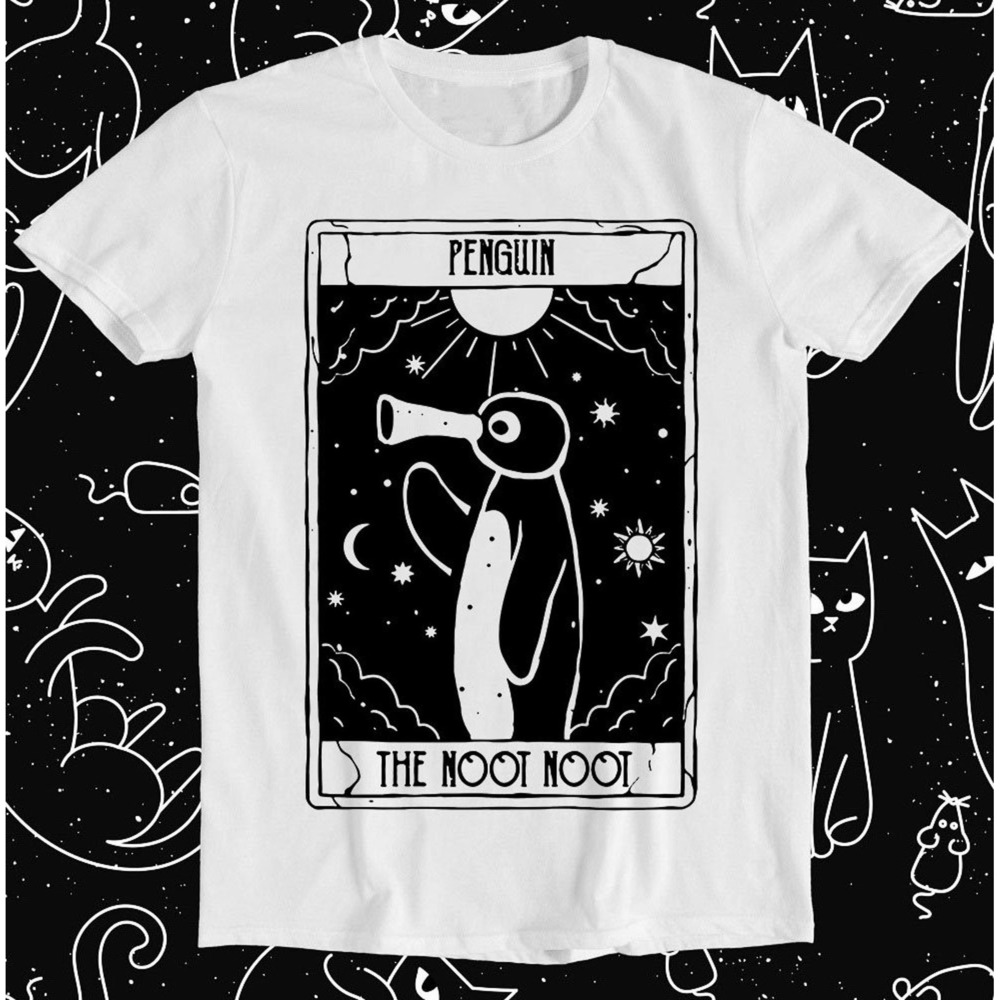 Noot Noot Tarot Card Penguin Rainbow Pingu Retro Art Drawing Gamer Shirt